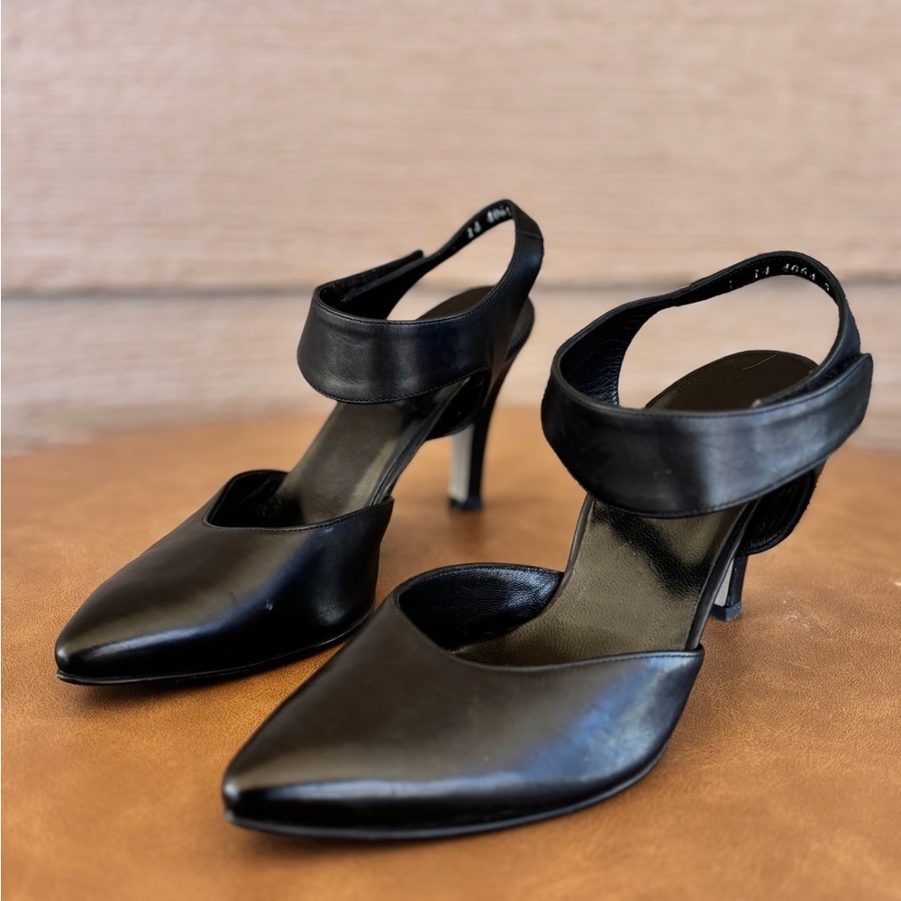 Paul Green Nicolette Black Pointed-Toe Slingback Heels Sz 5 (Fits Like 6-6 1/2)